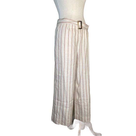 NWT J. jill Linen Stretch Wide Leg Pants Culottes in Barleymult Color Linen Sz M - Picture 9 of 15
